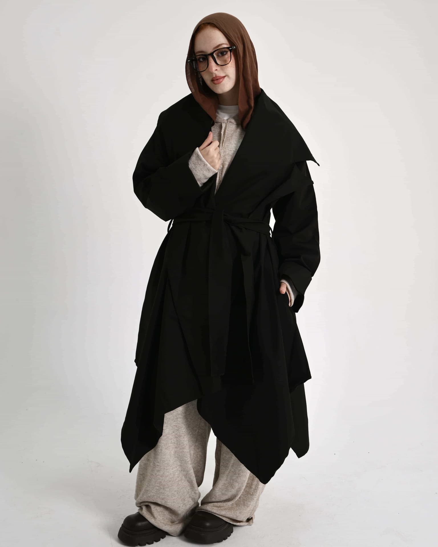 Asymmetric Waterfall Modest Coat